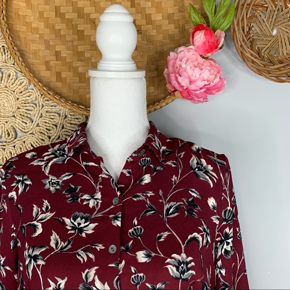 J. Jill Floral Pleated Back Shirt SZ PS Petite Collared Flowy Blouse Multicolor - Picture 2 of 12